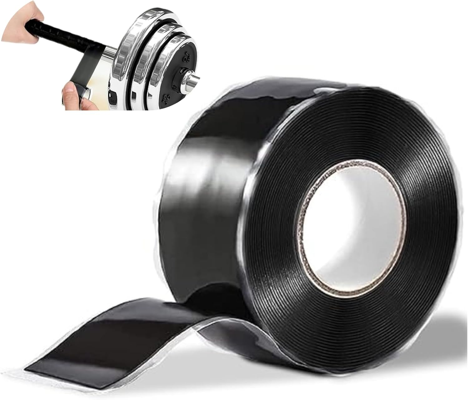 Abeillo Silicone Grip Tape Self Fusing Tapes Handles Wrap Tape，2.5Cm Wide by 3M Long, for Tennis Softball Hockey Fishing Pole Racket Shock Absorption, Black image number 3