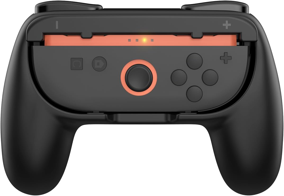 Grip for Nintendo Switch 2 Joyc Ons, [Ergonomic Design] Wear-Resistant Comfort Game Controller Handle Kit for Nintendo Switch 2 Joy-C on (2-Pack) (Black) - Pink Green White image number 4