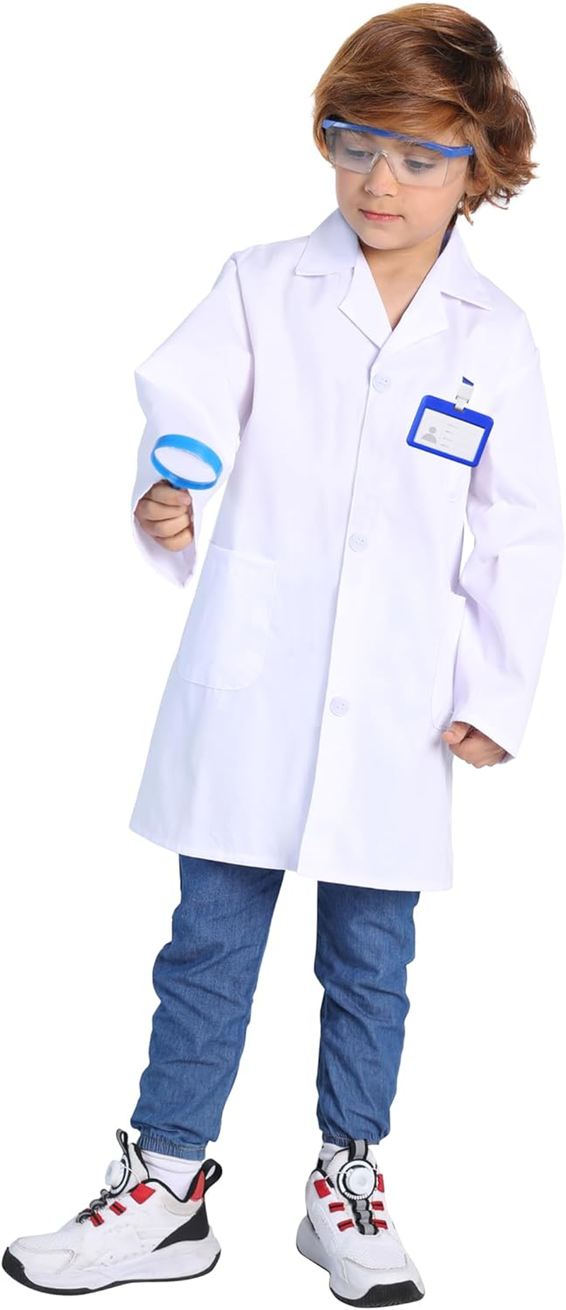 TOGROP 4Pcs Doctor Scientist Lab Costume for Kids Role Play Thick White Coat Birthday Party Gift 2-12 Years image number 4