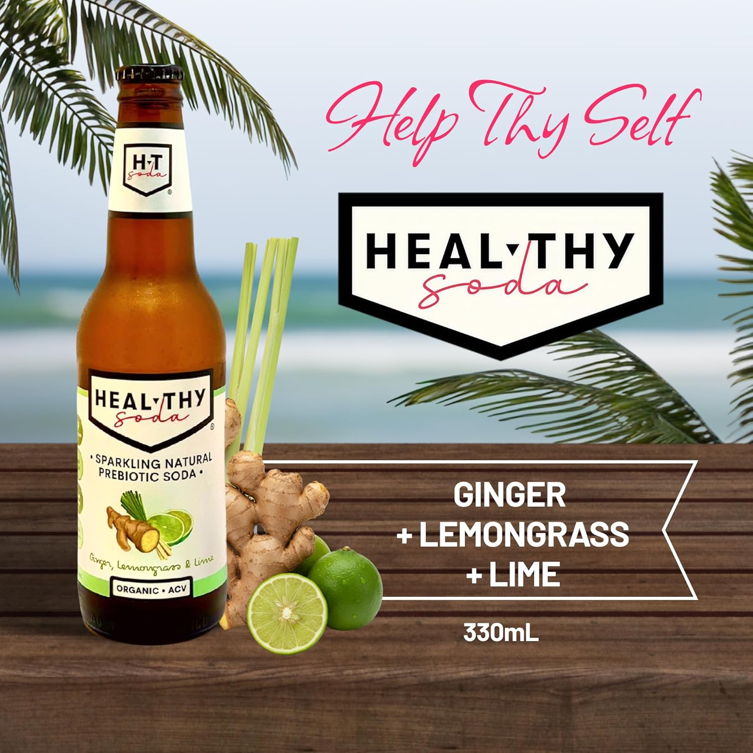 Heal Thy Soda, Ginger Lemongrass & Lime, 12X200Ml &ndash; Naturally Flavoured Sparkling Soda, Zero Sugar, Low Calorie, Infused with Real Fruit & Apple Cider Vinegar Mother, No Artificial Flavours image number 4
