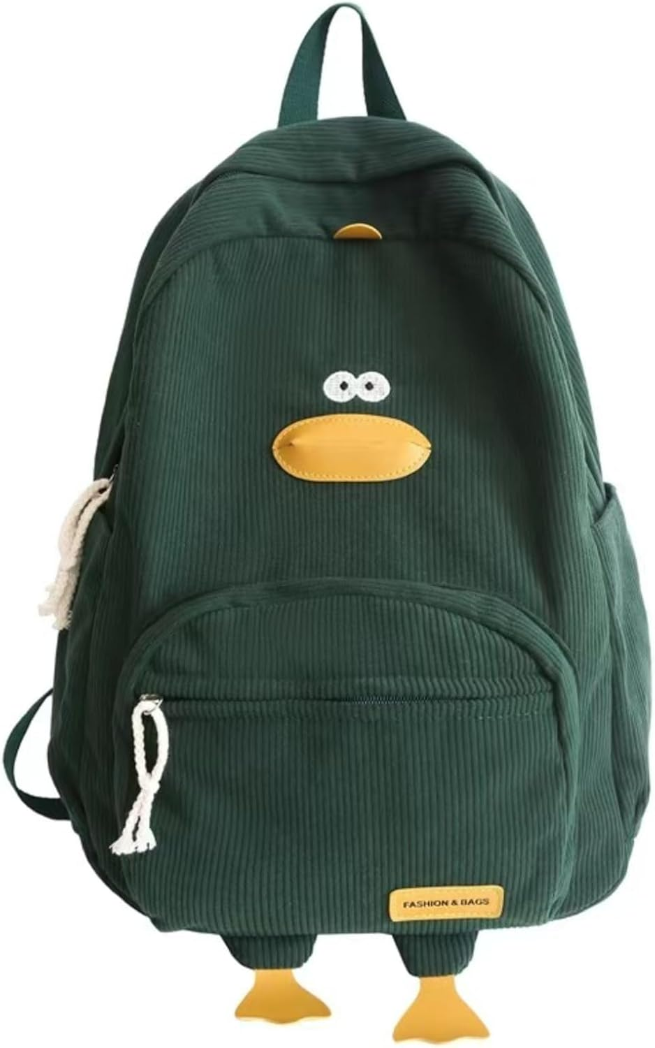MININAI Novelty Duck Backpack Funny Animal Cartoon Corduroy Backpack Kawaii Aesthetic Laptop Backpack Preppy Stuff