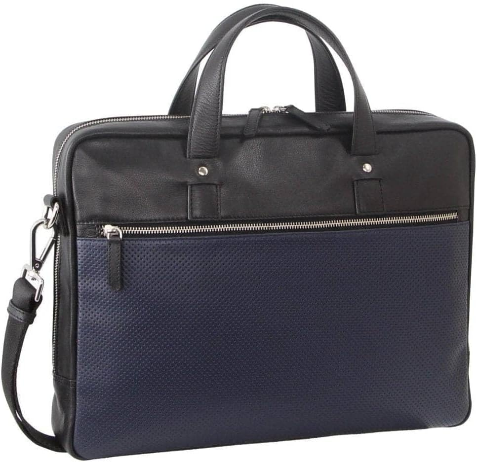 Pierre Cardin Mens Pebbled Leather Computer Laptop Bag Travel Overnight - Black image number 3