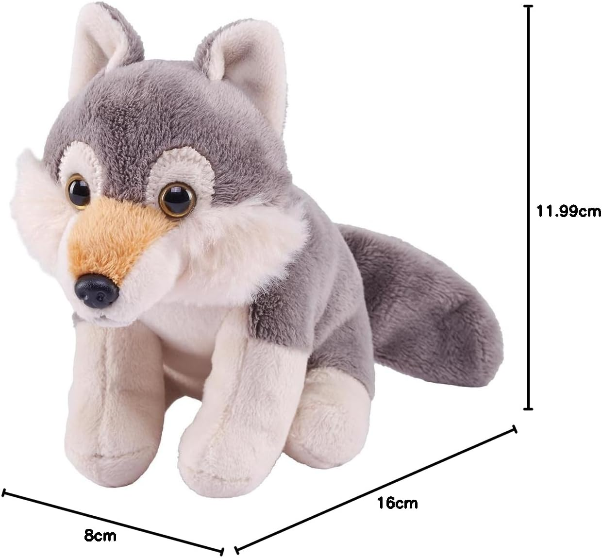 Wild Republic Pocketkins Eco Wolf, Stuffed Animal, 5 Inches, Plush Toy, Made from Recycled Materials, Eco Friendly image number 1