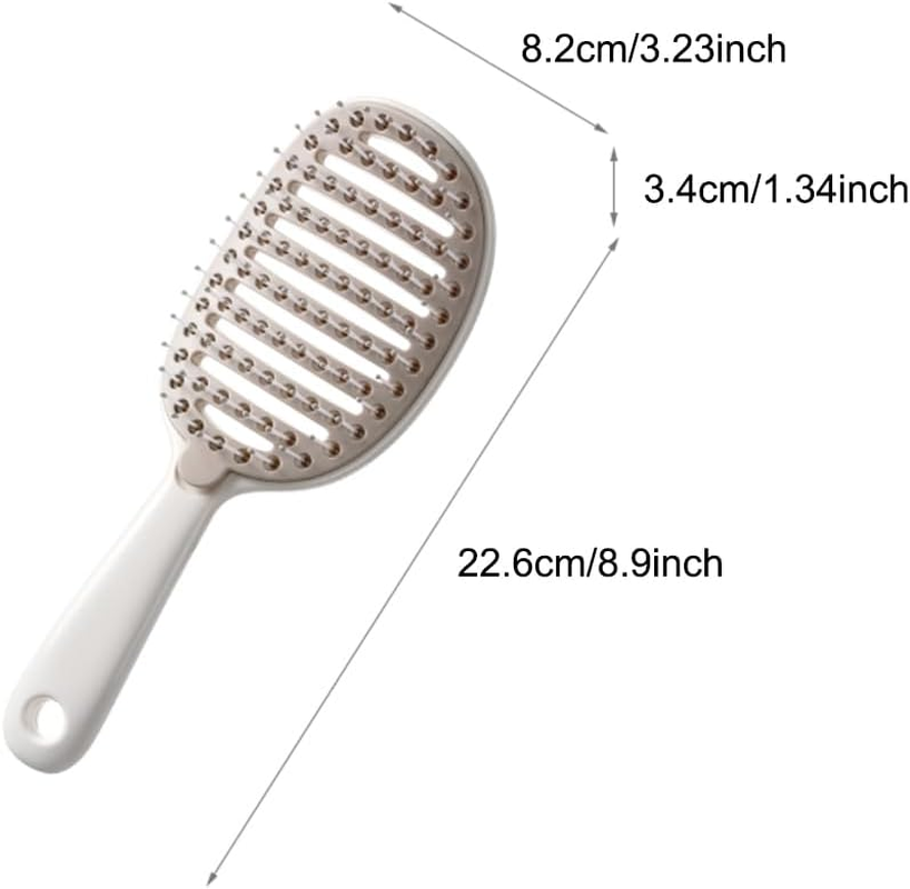Self Cleaning Hair Brush, Easy Clean Detangling Brush, Curved Vented Detangler Brush for Faster Blow Drying for Women Men Kids, Wet & Dry Hair (White) - Purple image number 5