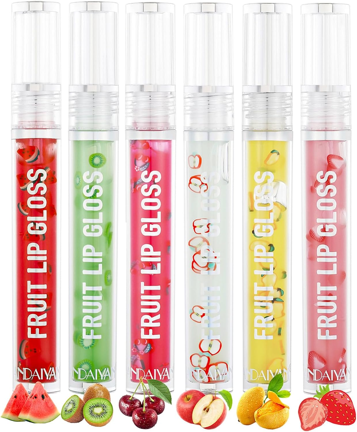 Enmart 6 Pcs Lip Oil Set, Plumping Lip Gloss, Changing Lip Oil Tinted, Fruit Makeup Lip Gloss, High Shine, Non-Sticky Finish, Moisturizing Nourishing Lipstick Anti-Wrinkle Lip Balm