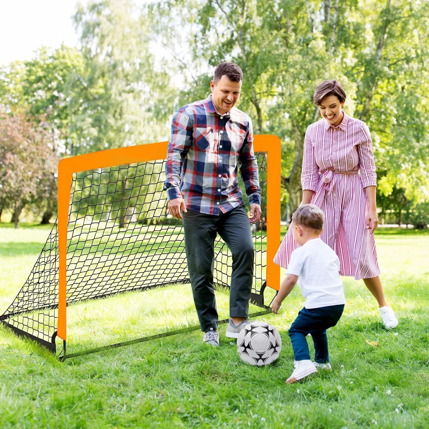 Soccer Goal Set 4'X 3' Portable Training Soccer Goal Soccer Training Equipment for Backyard Lawn,Easy to Assemble Pop up Soccer Set,Foldable Pop-Up Soccer Goals Set for All Ages Gifts image number 2
