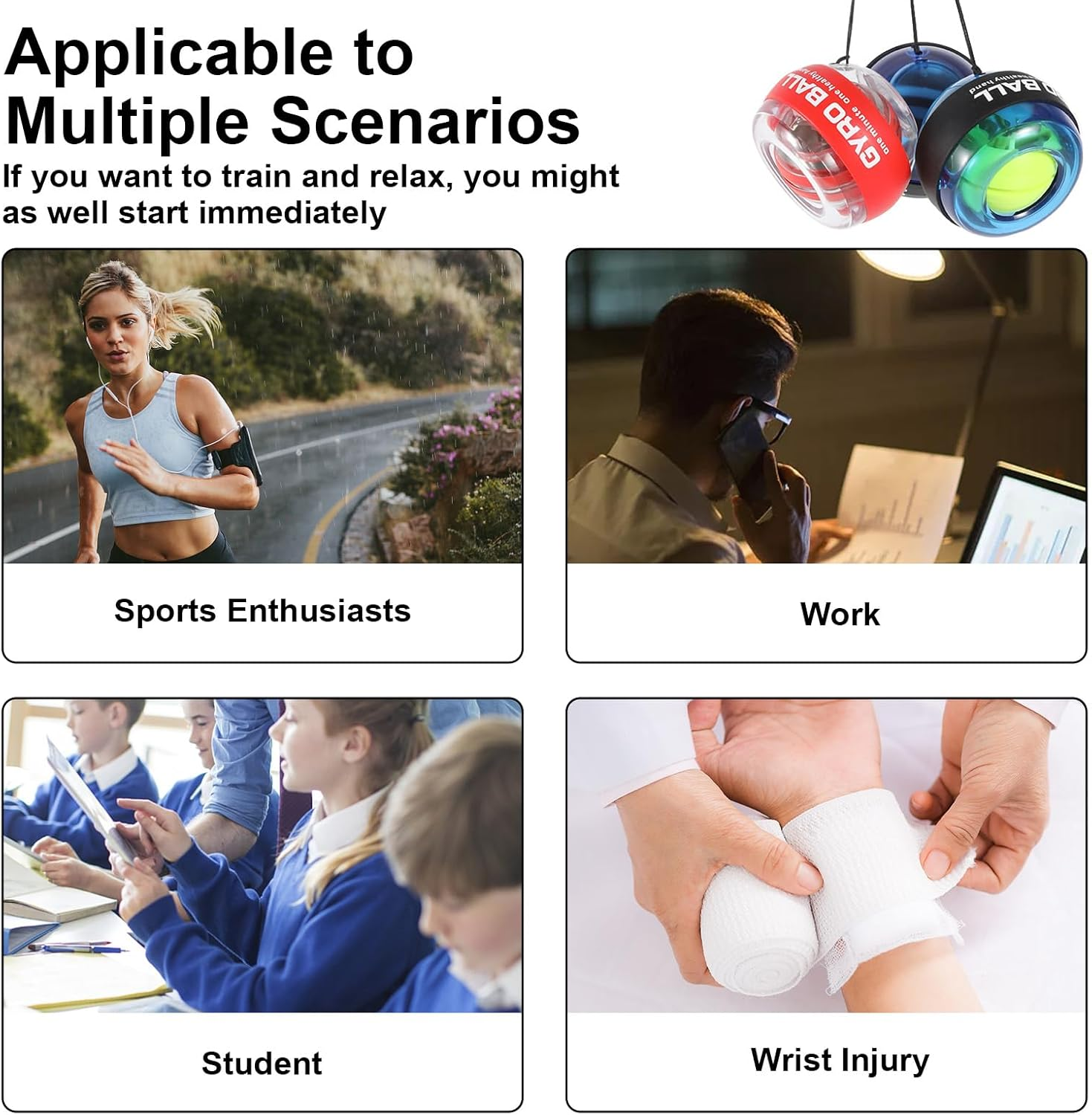 Gyro Power Balls Trainer Ball, Hand Gyro Ball Wrist Strengthener, Self-Starting Hand Grip Strength Trainer for Joint and Muscle Exercise