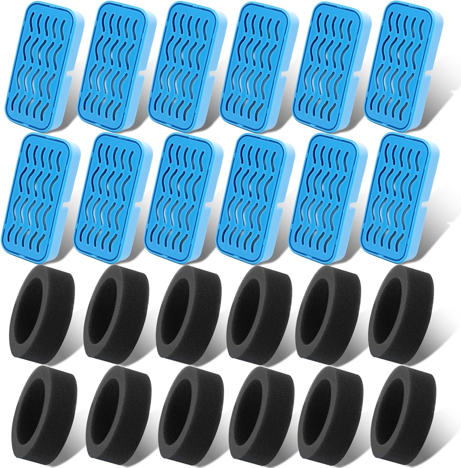 12 Pieces Filters + 12 Pieces Foam Filter for Cat Fountain - Replacement Filter with Activated Carbon - Removes Odors & Dirt image number 2
