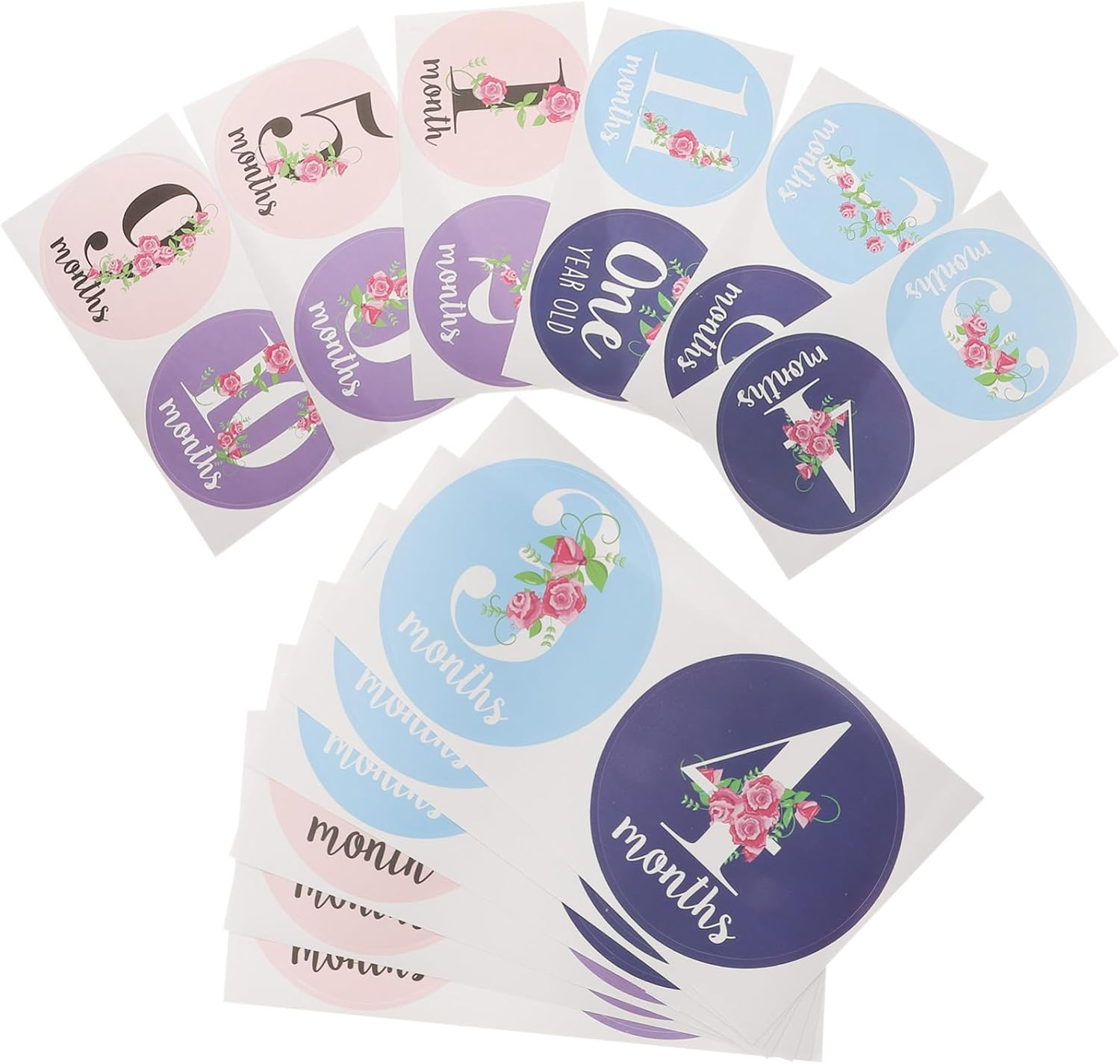 FRCOLOR Baby Milestone Stickers and Newborn Monthly Cards for Infants, 12Pcs Set, Creative Photo Prop Baby Belly Design, Suitable for New Parents and Scrapbook Milestones image number 6