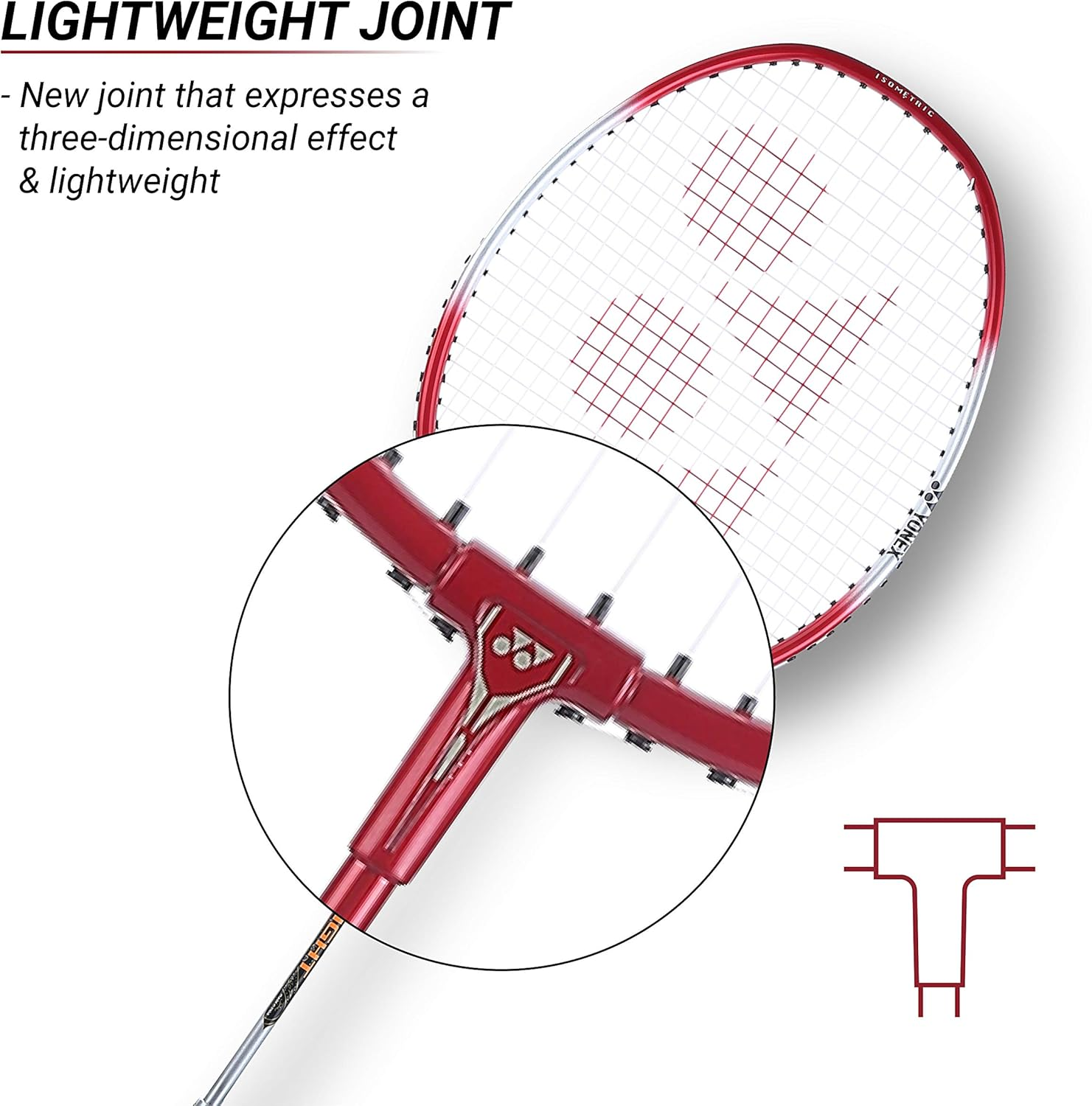 YONEX ZR 100 Lightweight Aluminium Strung Badminton Racket - Red/White, Full Cover | Ideal for Beginners, 95G, Max String Tension 26Lbs image number 4