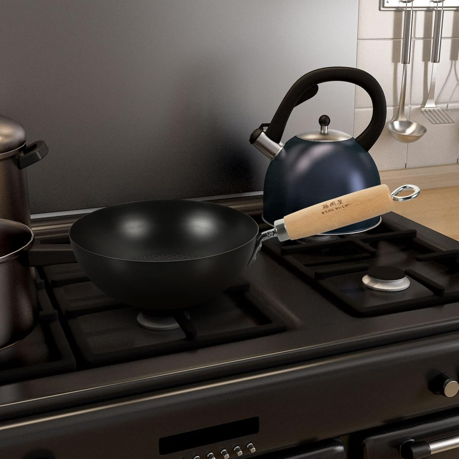 UPKOCH Cast Iron Wok Carbon Small Wok Pan Chinese Woks and Stir Fry Pans Chinese Wok with round Bottom Wok Chinese Japanese Woks Stainless Steel Wok Pan, KWDFP44P909199KO150J image number 2