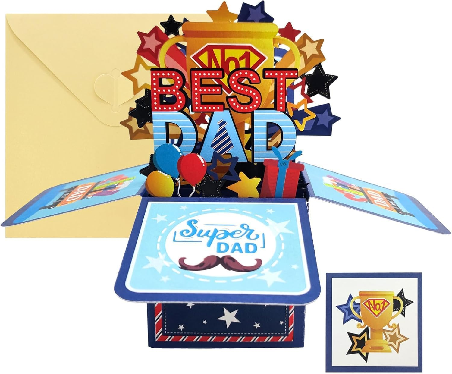 Fathers Day Greeting Card,Pop up Card 3D &ldquo;Best Dad&rdquo;, Gift Birthday, Surprise Effect Birthday Card, Father'S Day, Thank You Cards with Envelopes image number 5