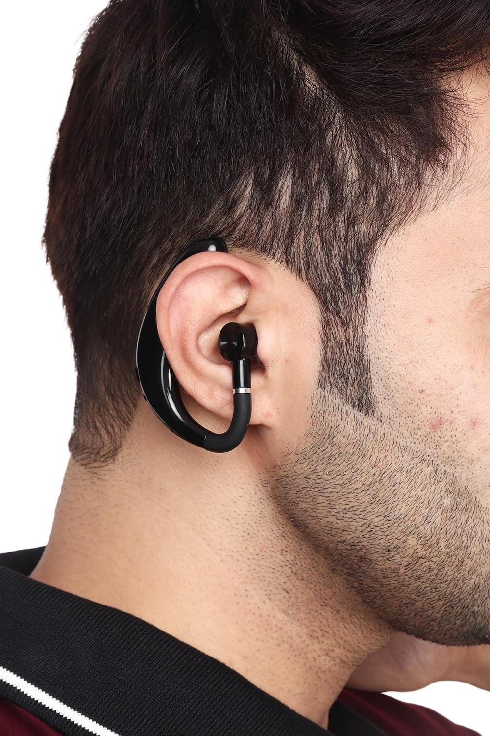 Generic Men'S MBT500 Wireless Single Ear Bluetooth Headset Mic V5.0 Ear Clip, Noise Cancelling with Long Hours of Calling Time on a Single Charge, to Work with All Smartphone., &lrm;F 05, Black image number 4