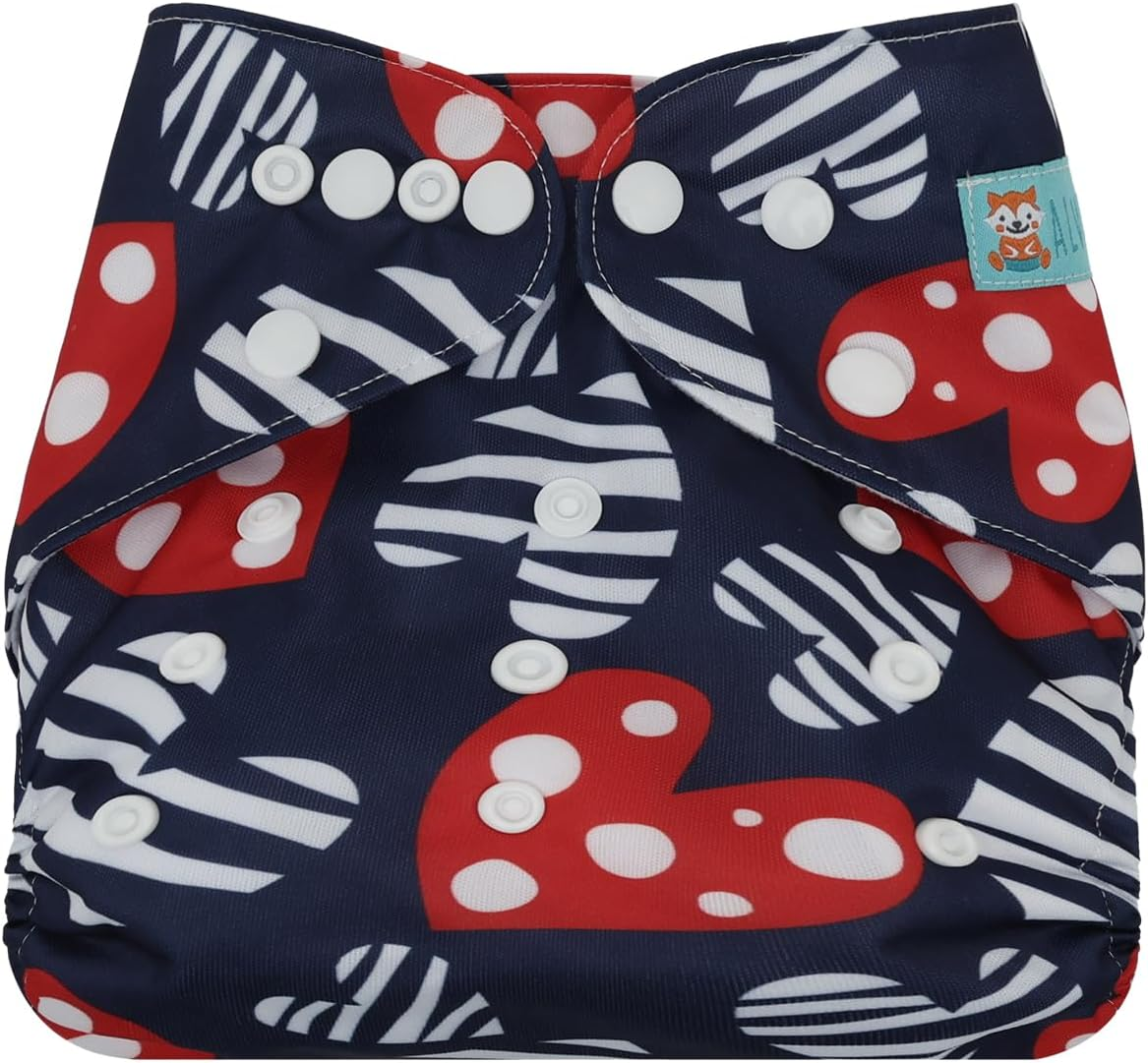 ALVABABY Baby Cloth Diapers One Size Adjustable Washable Reusable for Baby Girls and Boys 1 Pack with 2 Inserts YX-BS109-2TA image number 4