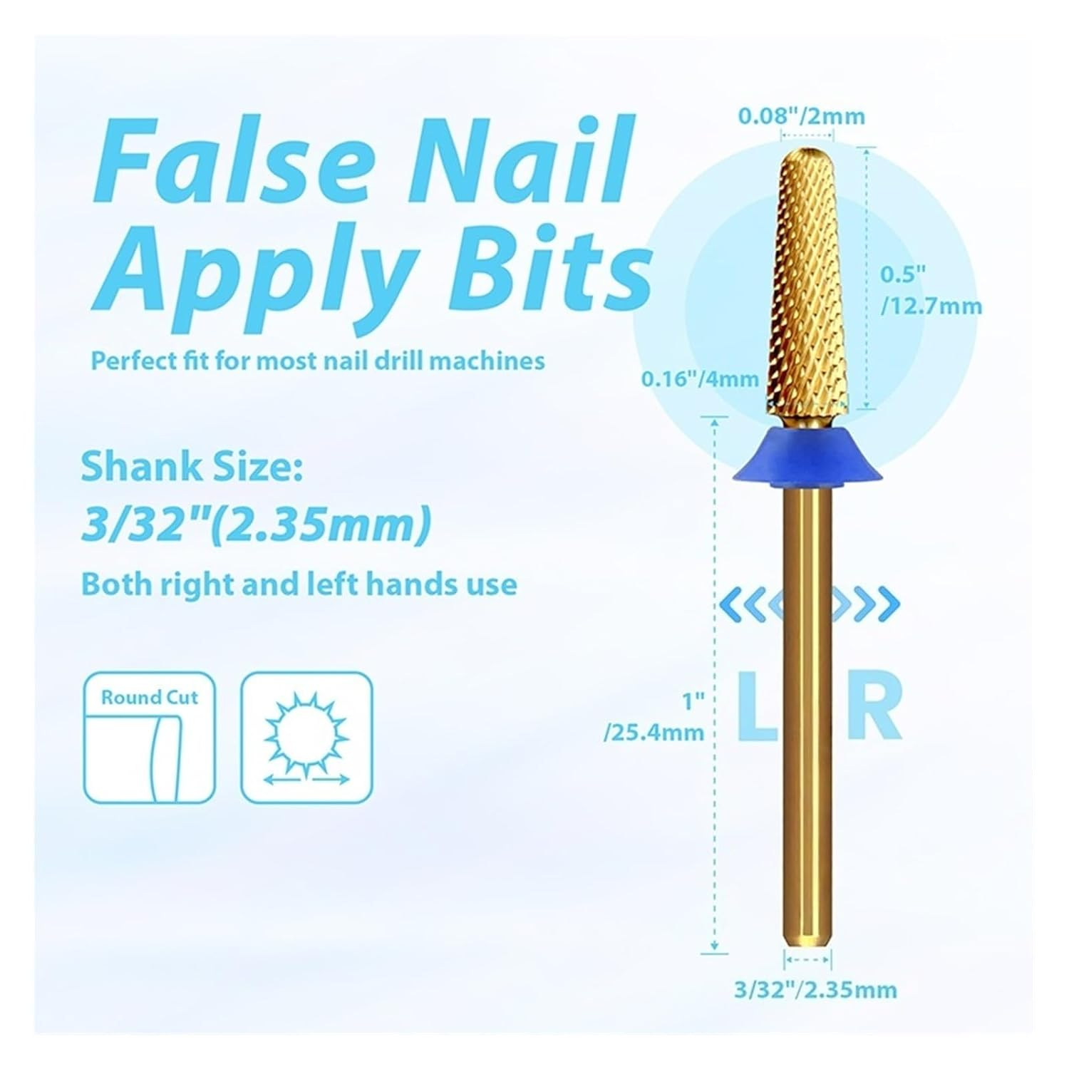 Yulaninu 3/32 Inch Cone Nail Drill Bits Carbide Tapered Left Right Hand Manicure Tool - Dx4-C image number 3