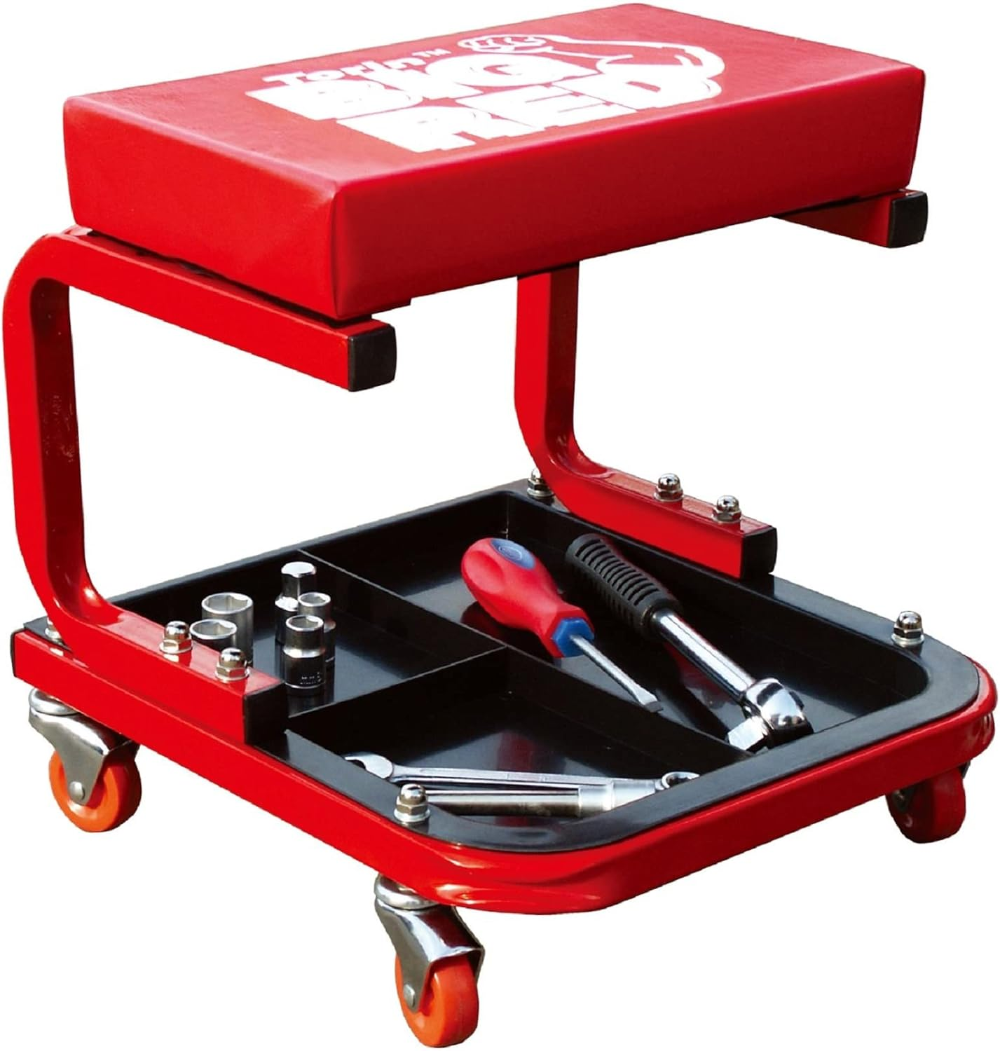 Torin TR6300 Rolling Creeper Garage/Shop Seat: Padded Mechanic Stool with Tool Tray, Red image number 6