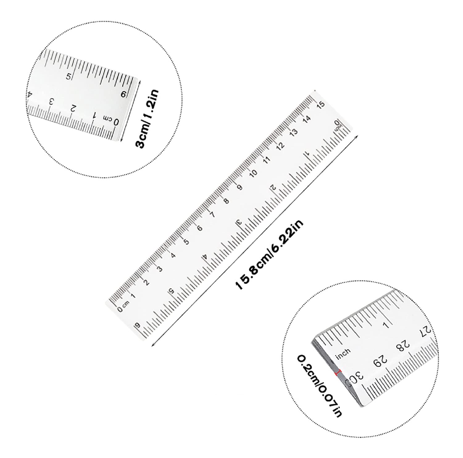 4 Pack 6+12 Inch Straight Rulers,Clear Plastic Ruler, Centimeter and Inch Ruler Suitable for Student School and Office Study Drawing Measuring Standard
