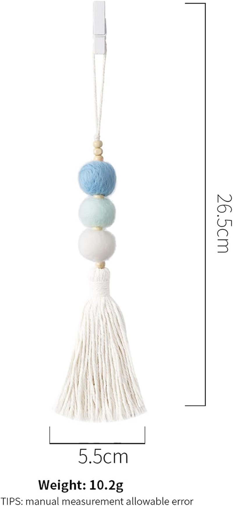 Colorful Felt Ball Car Diffuser Essential Oil Bead Aromatherapy Car Vent Diffuser Boho Tassel Hanging Car Charm Vent Clips Car Interior Decor Air Freshener (Blue) - Purple image number 3