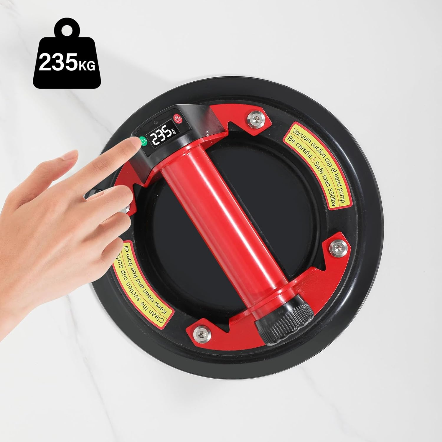 Electric Glass Suction Cup Lifter with Digital Display, 8IN Metal Handle Tile Suction Cup with Automatic Air Pumping Function, Suction Cup Handle for Glass/Granite/Tile/Metal Plate/Windshield, 2 Pack image number 5