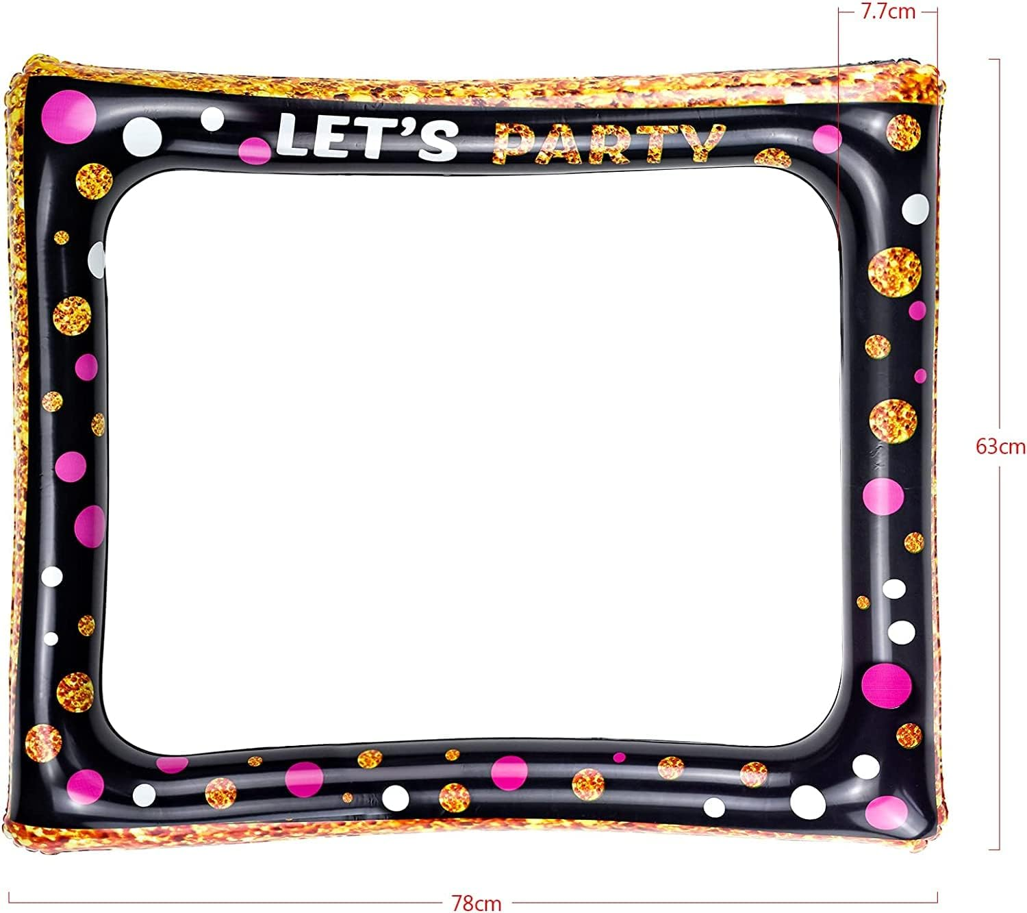 Inflatable Selfie Frame Giant Photo Booth Frame Birthday Photo Booth Picture Frame Celebration Blow up Party Prop for Wedding, Baby Shower, Birthday Party Decorations Supplies - Black Gold image number 3