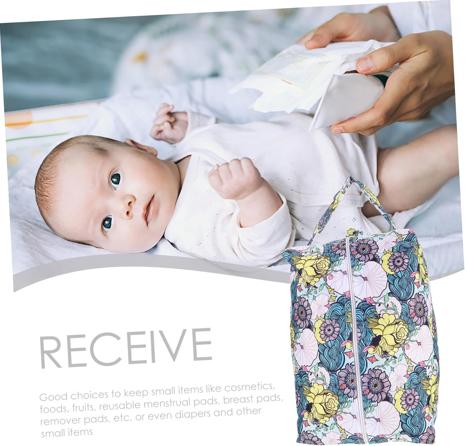 Abaodam Boy Girl Storage Pouch Diaper Organizer Bag for Travel and Nursery Multi-Functional Diaper Container for Wet and Dry Items Convenient Tote for Mother Supply and Essentials image number 3