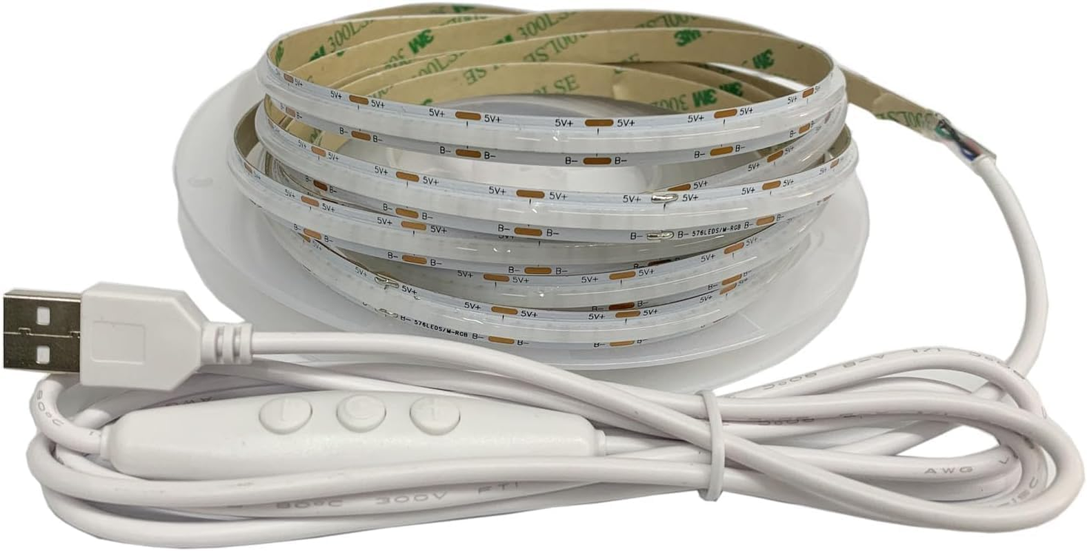 5 V USB RGB COB LED Strip TV Lighting Dimmable LED Strip Multicoloured + Flexible Strip Light for Displays Cabinets Bedroom DIY Lighting (2 M) image number 2