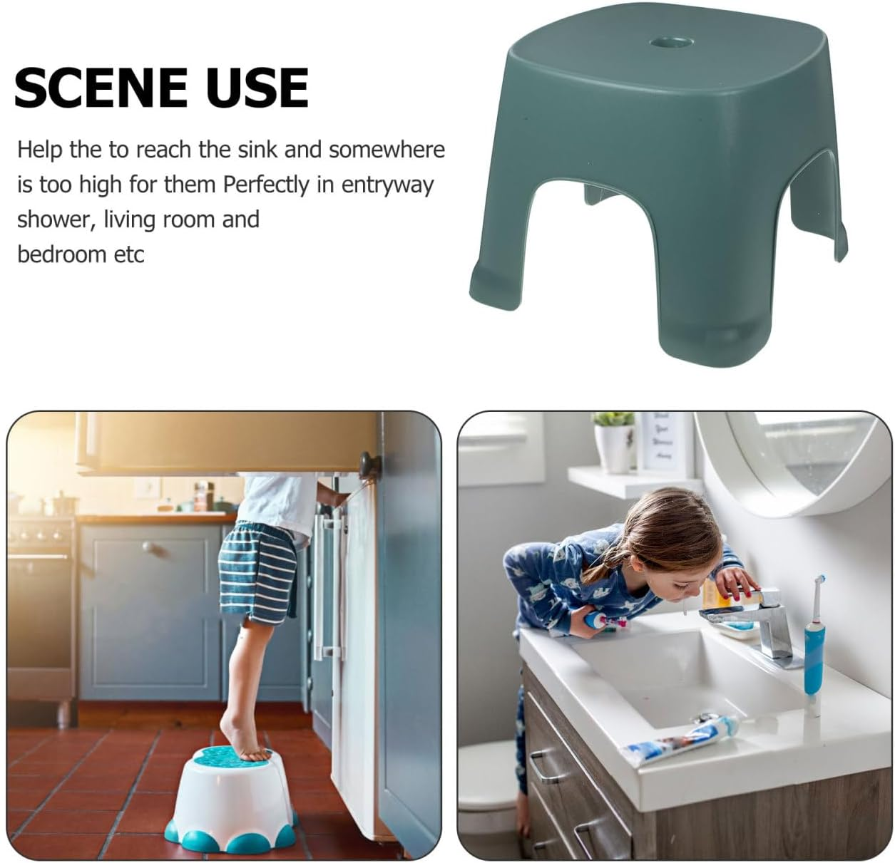 PRETYZOOM Toddler Step Stool, Non-Stick Plastic Potty Training Tool, Height Adjustable Foot Stepping Stool for Kitchen, Bathroom image number 3