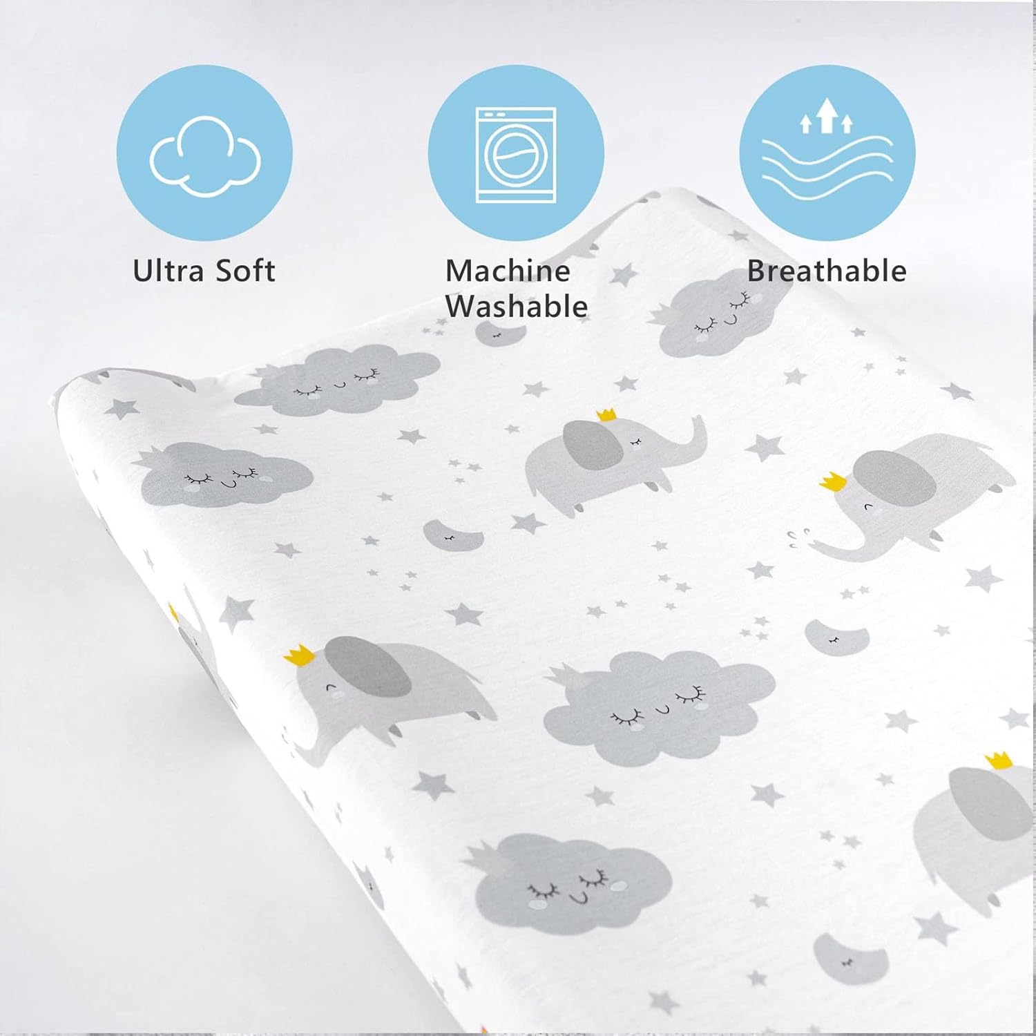 2 Pcs Changing Pad Covers Baby Diaper Changing Pad Cover Sheets Fitted Sheet Changing Mat Flexible Changing Table Pad Covers Diaper Changing Table Sheets Changing Mat Cover Changing Table Cover image number 2