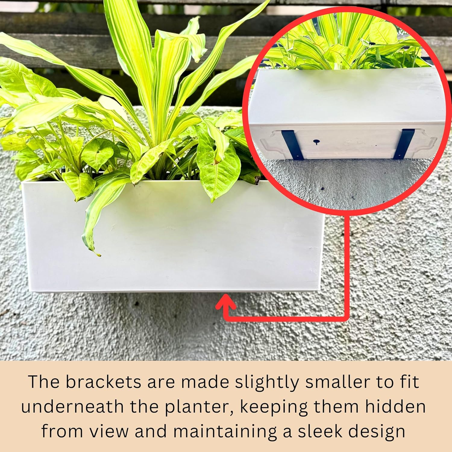 Lalagreen Wall Planter for Outdoor (2 Pack, 20 Inch) White Self Watering Rectangular Window Boxes Planters to Attach to House with Bracket, Country Vertical Plant Wall Holder Indoor Garden Minimalist image number 2