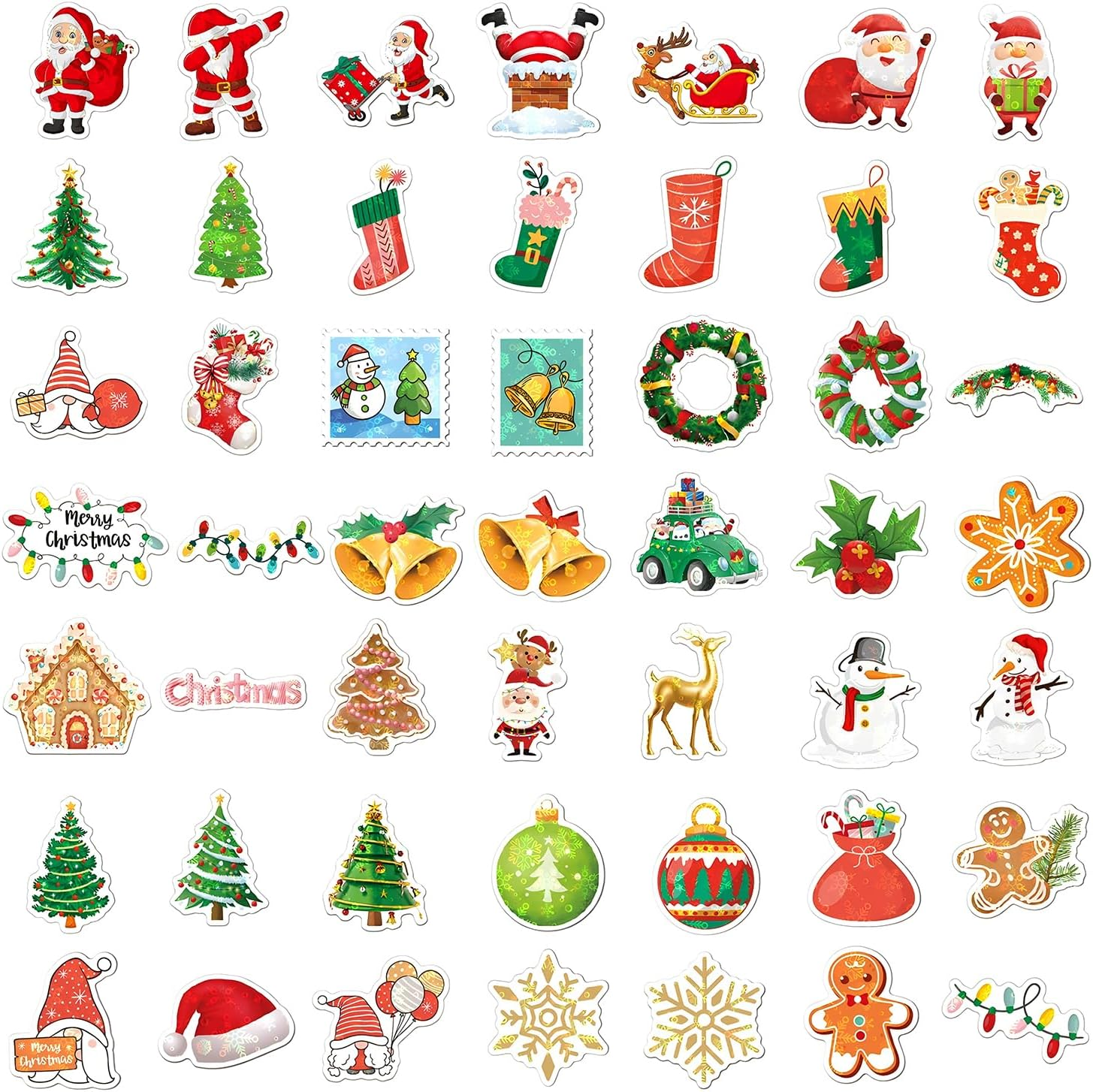 2025 Christmas Stickers, 100 Holographic Laser Holiday Gift Decoration Stickers, Reusable Waterproof Christmas Stickers, Christmas Basket Stuffers, Party Favors for Kids, Merry Christmas Decorations image number 6