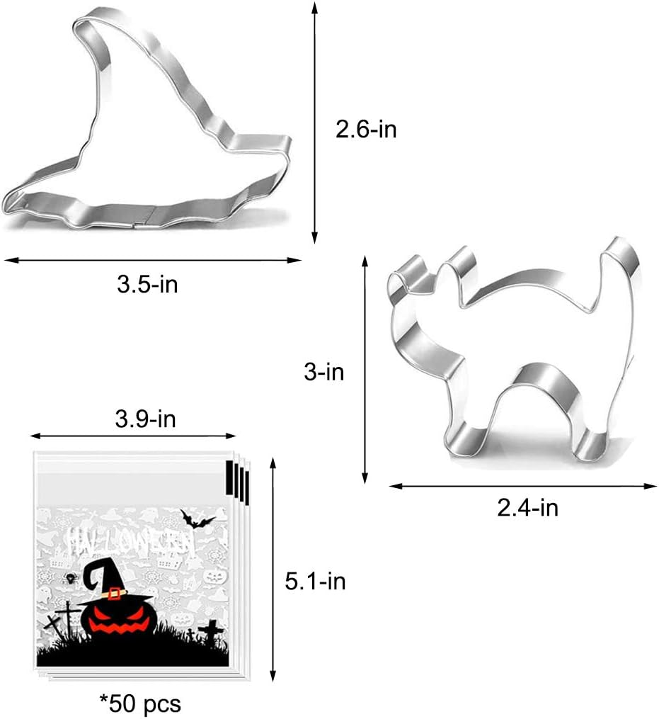 Halloween Cookie Cutters - 5 Pieces Cookie Cutters Shape - Pumpkin, Bat, Ghost, Cat and Witch Hat Shapes for Halloween Food Party Decorations image number 2