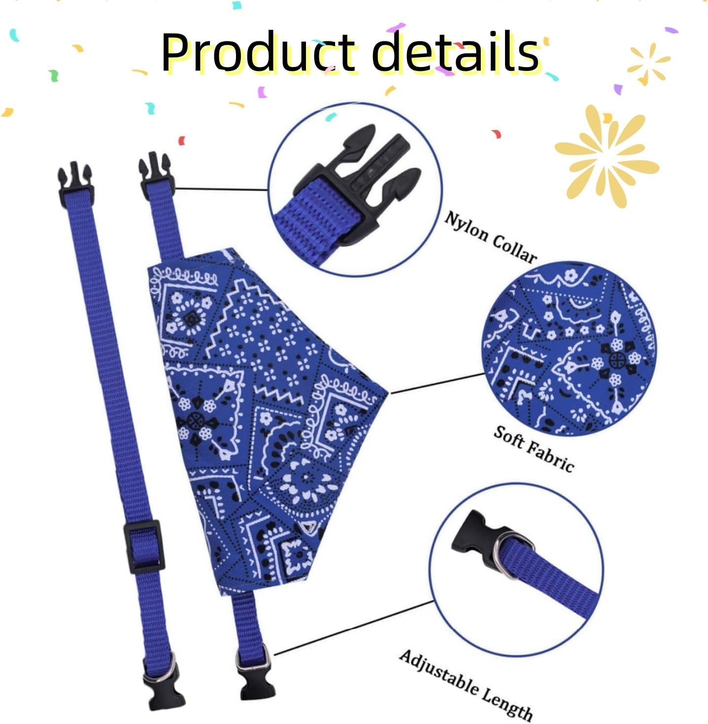 4 Packs of Adjustable Dog Bandannas,Pet Triangle Scarf Bib with Buckle,Triangle Dog Scarf Bandana with Adjustable Buckle,Dog Bandana Dog Collar With,Large Size image number 1