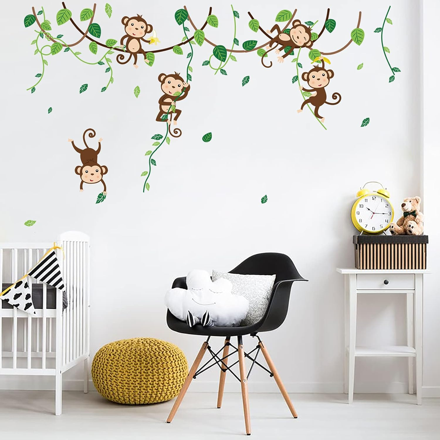 Decalmile Cartoon Monkeys Climbing Tree Wall Stickers Vinyl Peel and Stick Wall Decals Kids Room Wall Decor Baby Room Nursery Bedroom Wall Decoration image number 5