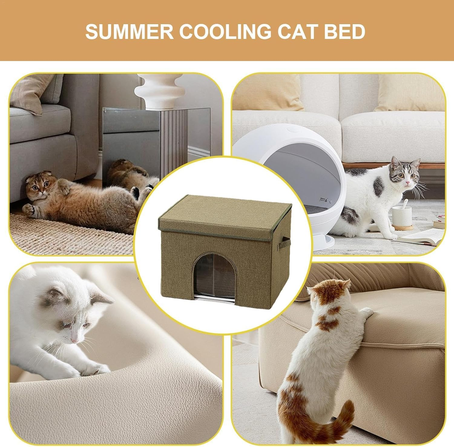 Outdoor Cat House - Pet Outdoor House | Cat House Villa Tent | Small Dog House | Cat Shelter with 12 Ice Packs | Foldable Cat House Indoor Cat House for Indoor Outdoor image number 4