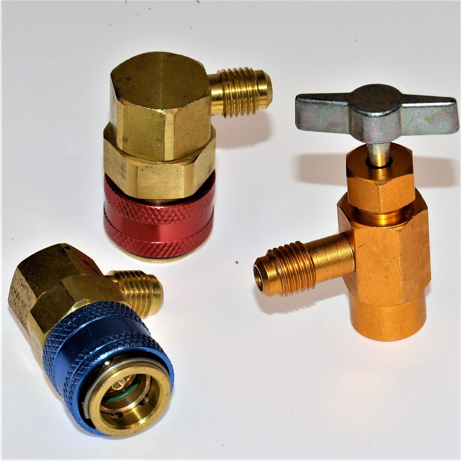 Coupler Adapter Valve - Refrigerant Air Conditioning - Adjustable Open Valve (3-Pack)