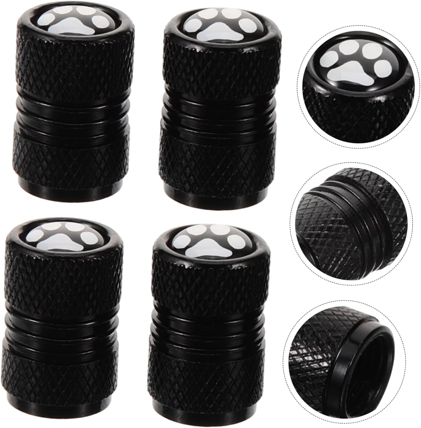 PLAFOPE Tire Valve Stem Caps Black with Paw Print Metal Valve Covers Universal Truck Car Tyre Rim Stem Caps Automotive Wheel Accessories image number 3