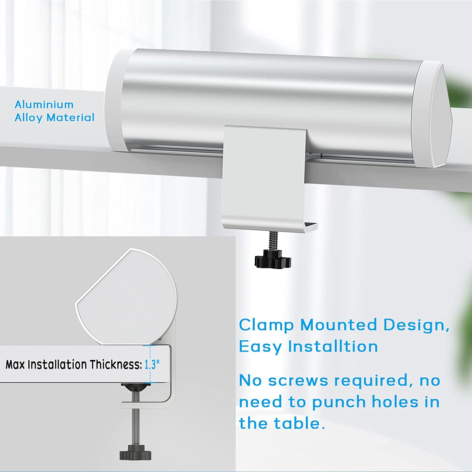 Desk Power Board, Haylink Aluminium Alloy Clamp Powerboard with USB C, 3 Outlets Desk Power Strip with Switch, Desktop Mounted Power Board Connect 3M Extension Cord for Home Office