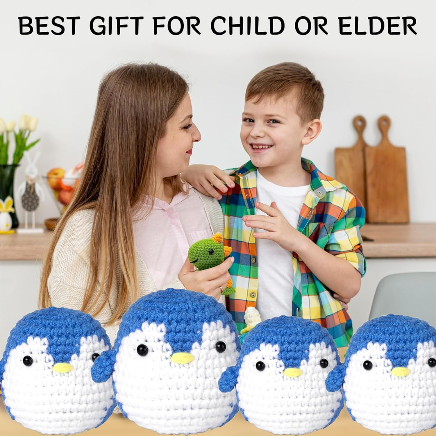 PACIOCEAN Beginner Crochet Kit,All-In-One Stuffed Animal Knitting Sets,Diy Penguin Crochet Kits with Step-By-Step Instruction and Video Tutorials（Penguin） image number 6