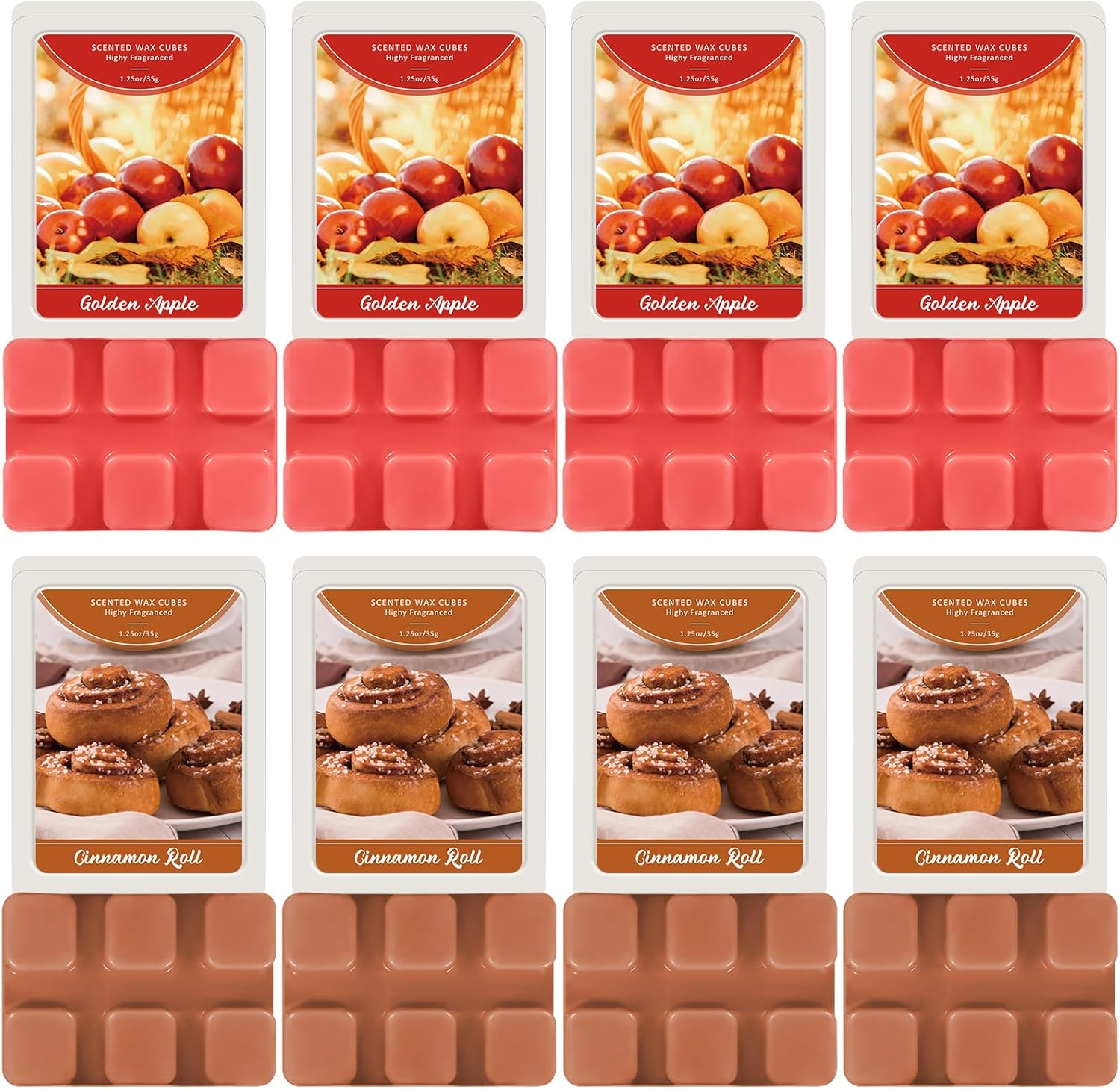 LA BELLEF&Eacute;E Wax Melts, Cashmere Scent Wax Cubes 4 Pack, Soy Wax for Candle Making,Wax Cubes, Christmas Decoration and Home Fragrance - Cinnamon Roll + Golden Apple