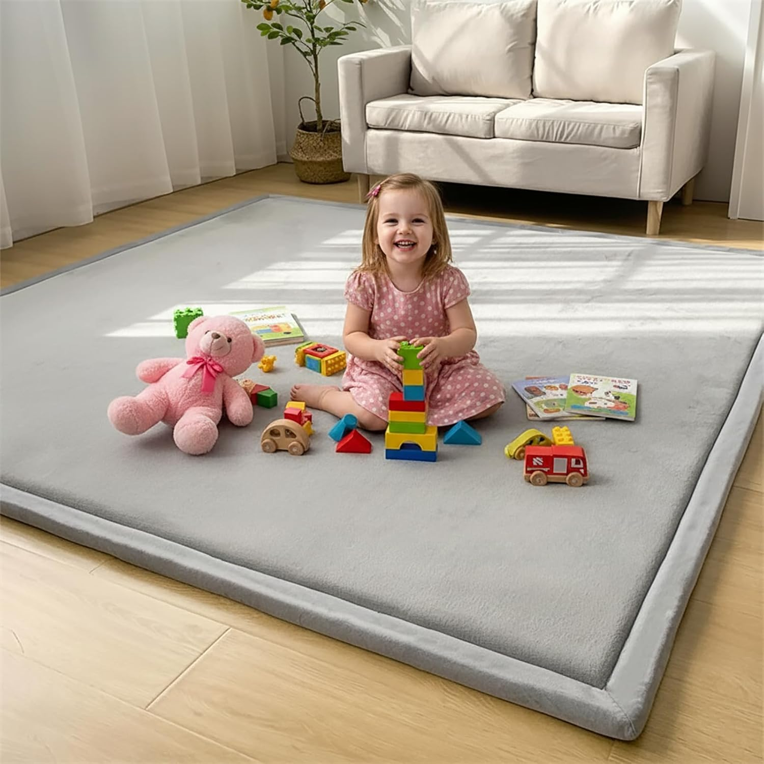 Ngardk Kids Baby Play Mat, 3Cm Thick Tatami Muscle Mat for Baby, Memory Mellow Foam Play Mat (Gray, 200 * 200Cm)