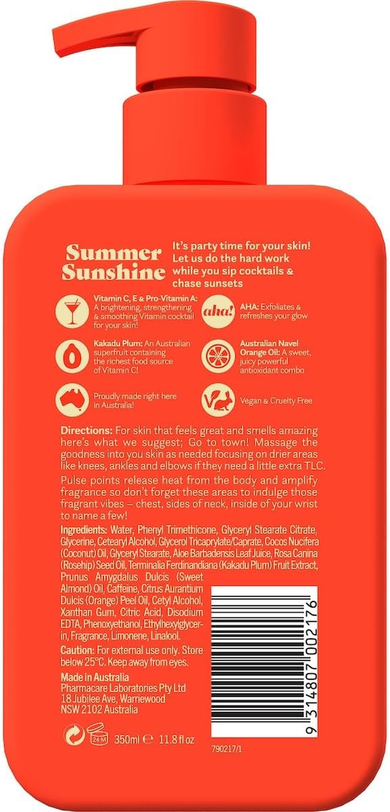 You by Redwin Summer Sunshine Moisturiser Body Lotion 350 Ml