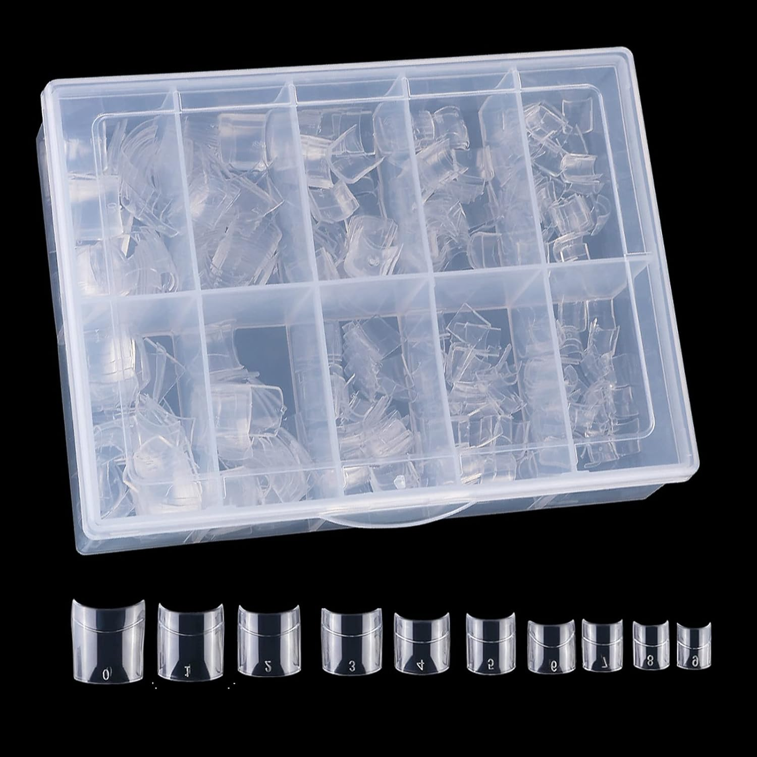 Acrylic Clear Nail Tips 500Pcs Short French Artificial Square False Tip for Manicure with Storage Box image number 2