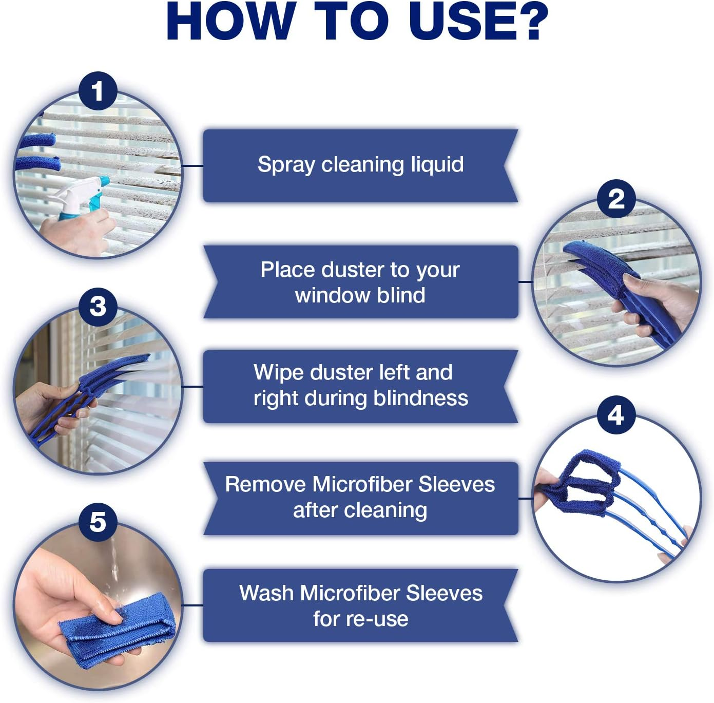 Procest 2 Pack Window Blind Cleaner Duster Tool with 6 Each Microfiber Sleeves, Blind Cleaner Tools for Window Blinds, Jalousie Shutter, Air Conditioner image number 2