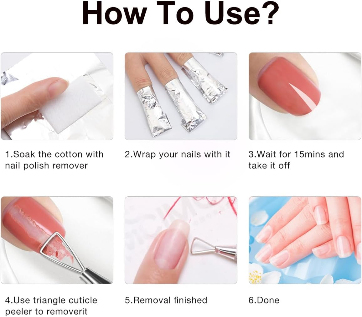 500Pcs Nail Polish Remover Gel Nail Foil Wraps Aluminium Soak off Foils Cotton Pads Gel Nail Polish Wraps Removal Tool Kit Finger Nail Polish Remover with Lint Free Lager Cotton Pad(500Pcs) image number 6