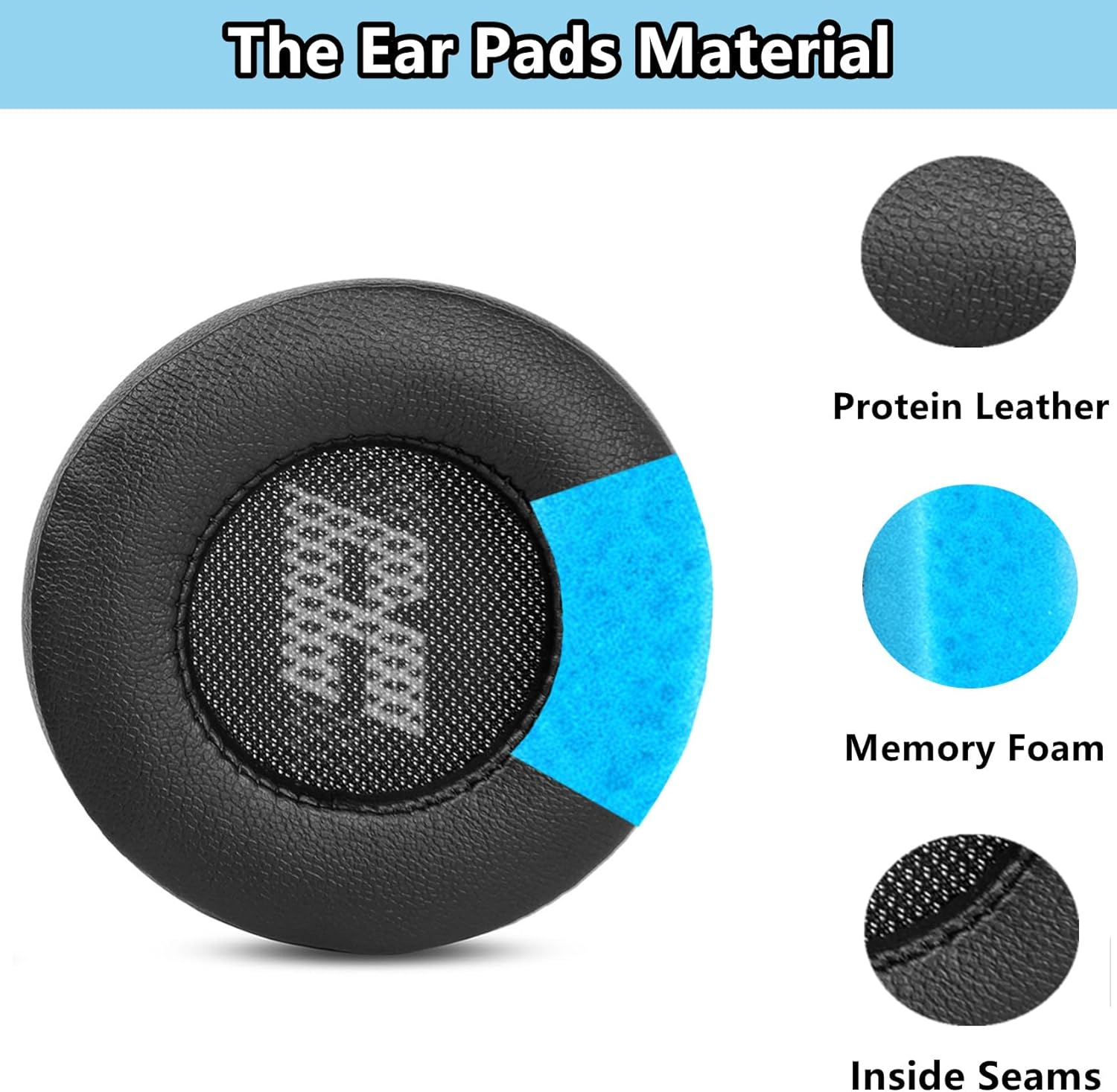 Live 670NC Earpads Replacement Compatible with JBL Live 670NC On-Ear Headphones (Do Not Fit Tune 670NC) Ear Pads Ear Cushions Protein Leather High-Density Foam Black image number 4