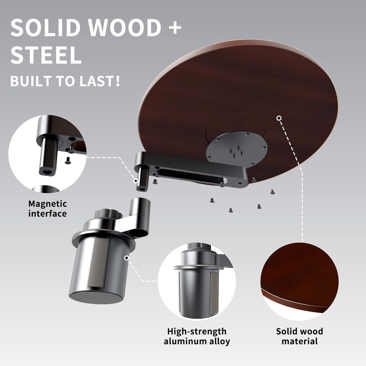 Car Tray & Car Desk for Laptop, 360&deg; Rotating Wood Cup Holder Table, Steering Wheel Tray, Car Accessories for Women & Men,Compatible with Tesla Model Y/3/S, Ford F150/Explorer/Maverick & Most Vehicles image number 4