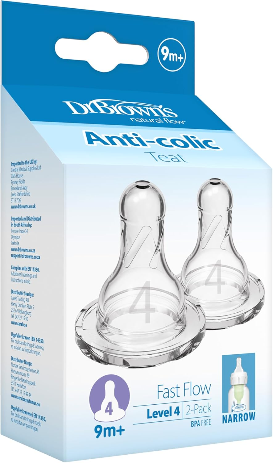 Dr. Brown'S Options with Level 4 Narrow Neck Teats 2 Pack, image number 2