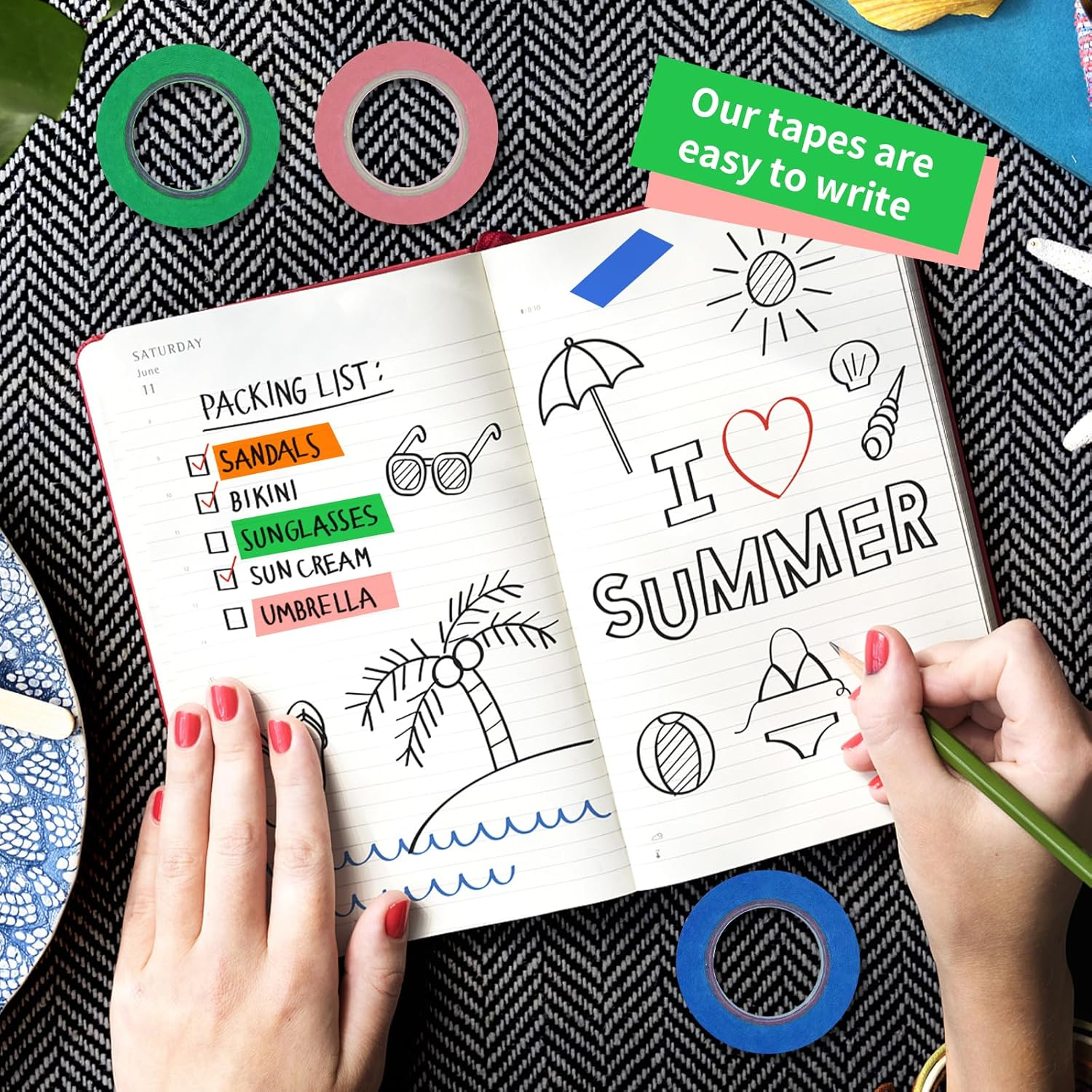 Painters Tape Colored Masking Tape, Art Supplies Wide Rainbow Color 12 Different Color Rolls 1.5Cm X 14.6M, Art Craft for Kids, Classroom, Office image number 1