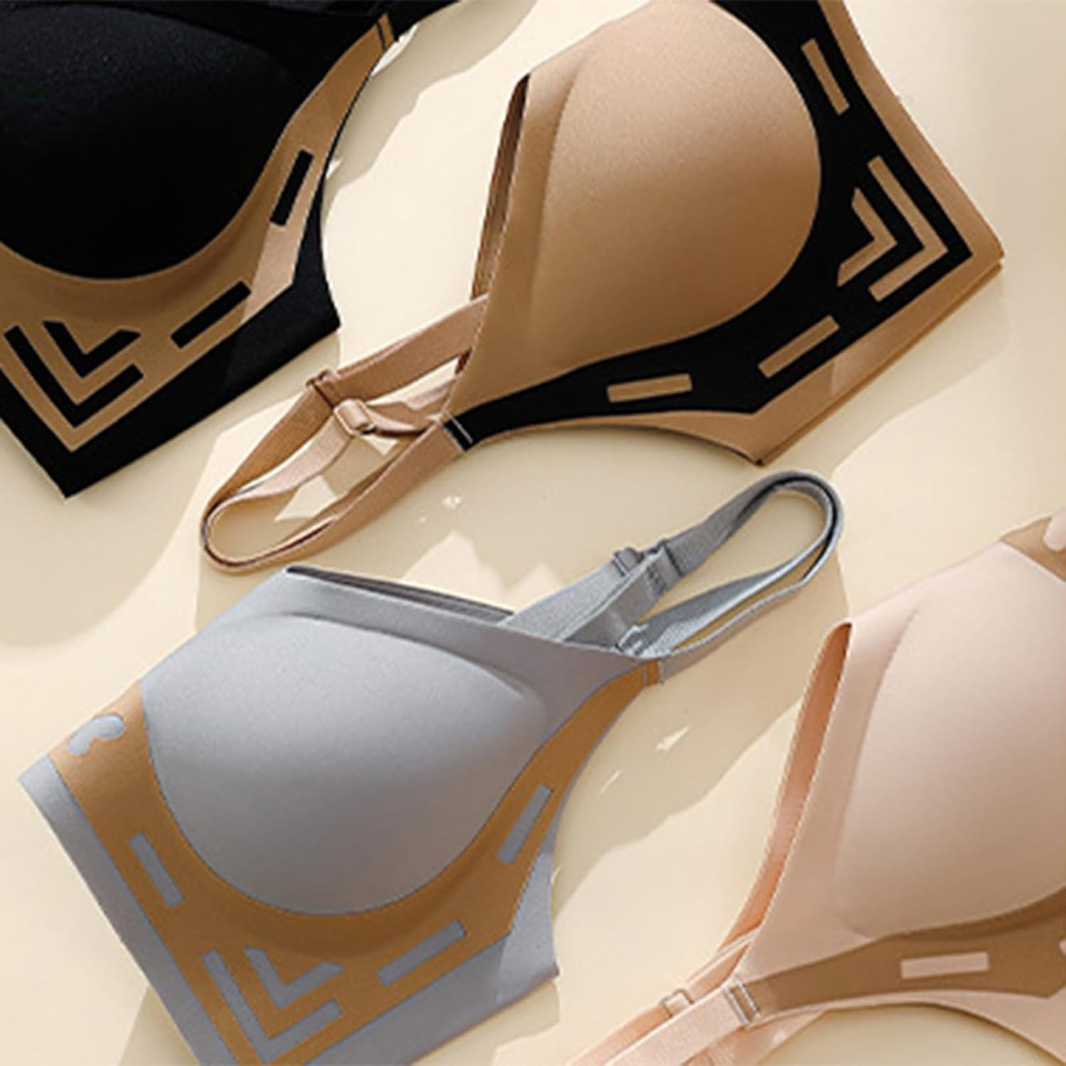 Maternity Bras Cup Ladies Non Wired Strapless Backless Bra Ped for Women Large Breasts Womens Front Fastening Black Sports Sticky Small White Lace Bralettes plus Size Full Support image number 4