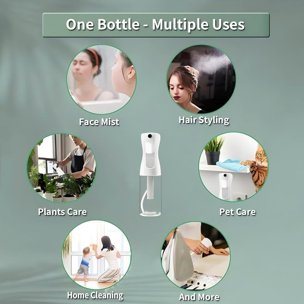 Continuous Mist Spray Bottle 2Pack,Ultra Fine Mist Sprayer(7.05Oz/200Ml),Refillable Water Mister for Cleaning,Hairstyling, Plants, Misting Skin Care Clear image number 3